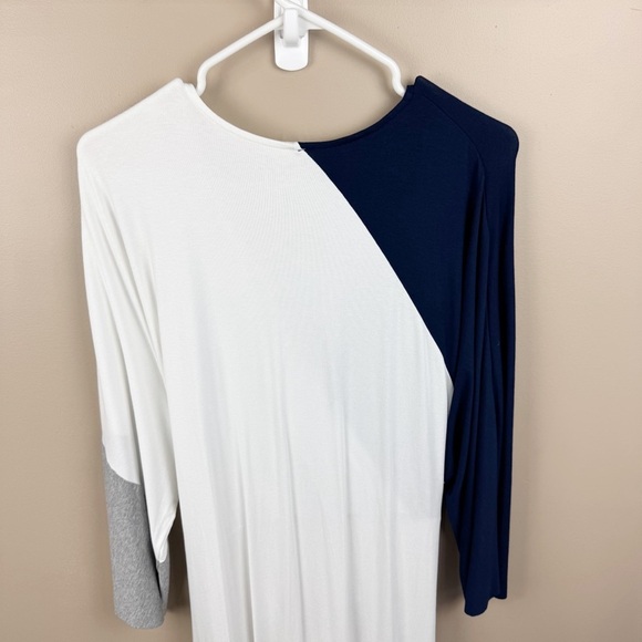 ASOS Curve White, Blue & Gray Colorblock Tie Waist Dress Size 16 - Picture 6 of 11